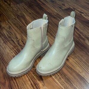 Cream Ankle Boots with Chunky Sole